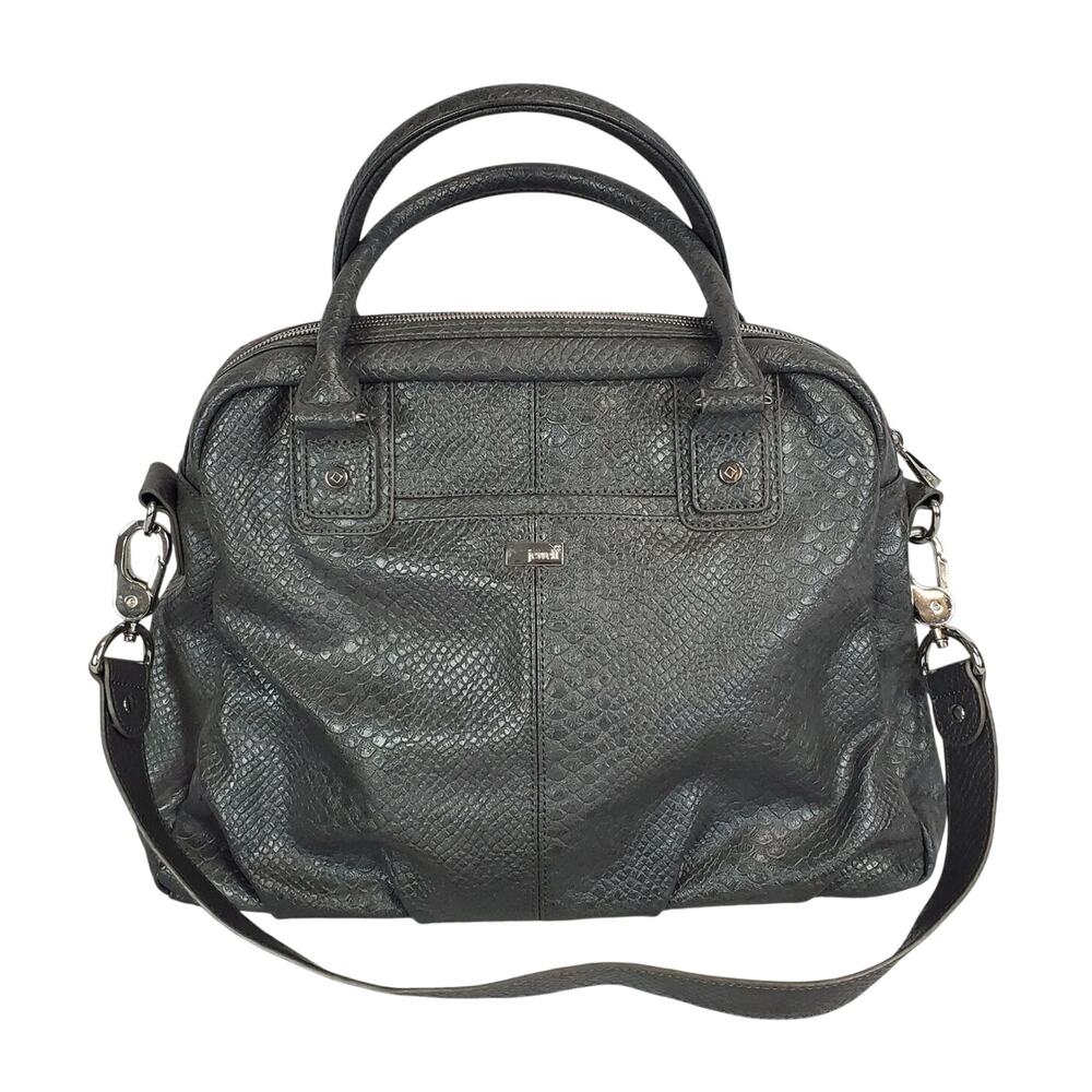 Jewel Gray Large Slouchy Purse Dual Handle Strap Zip Satchel Shoulder Bag Neutal